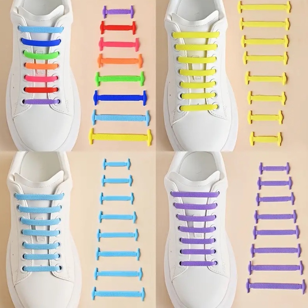 3️⃣3/25 Elastic Lazy Silicone Shoelaces (Purple) (16pcs/set)